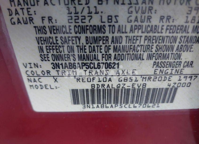 Photo 9 of 2012 Nissan Sentra 2.0 (VIN 3N1AB6AP5CL670621)