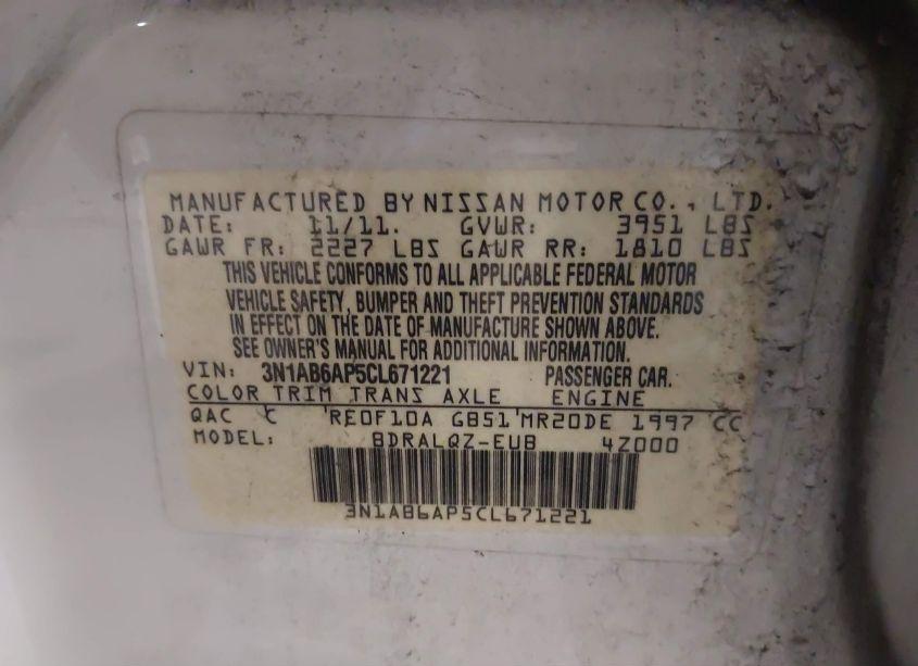 Photo 9 of 2012 Nissan Sentra 2.0 (VIN 3N1AB6AP5CL671221)