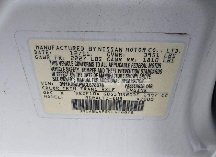 Photo 9 of 2012 Nissan Sentra 2.0 SR (VIN 3N1AB6AP5CL678878)