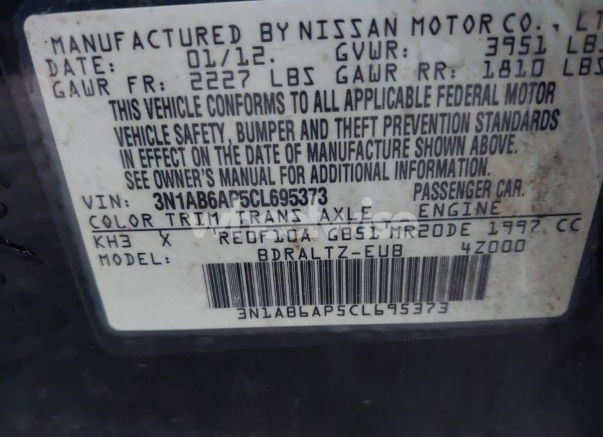 Photo 9 of 2012 Nissan Sentra 2.0 SR (VIN 3N1AB6AP5CL695373)