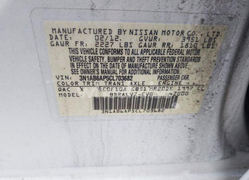 Photo 9 of 2012 Nissan Sentra 2.0 SL (VIN 3N1AB6AP5CL703682)