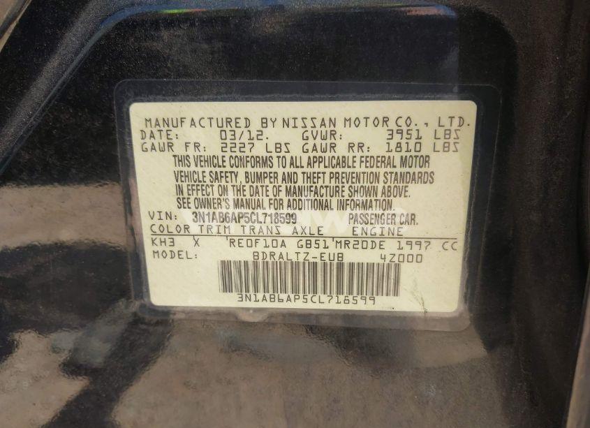 Photo 9 of 2012 Nissan Sentra 2.0 S (VIN 3N1AB6AP5CL718599)