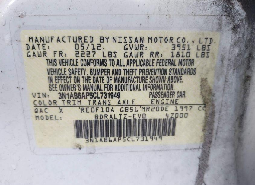 Photo 9 of 2012 Nissan Sentra 2.0 SR (VIN 3N1AB6AP5CL731949)