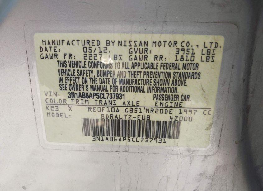 Photo 9 of 2012 Nissan Sentra 2.0 SR (VIN 3N1AB6AP5CL737931)