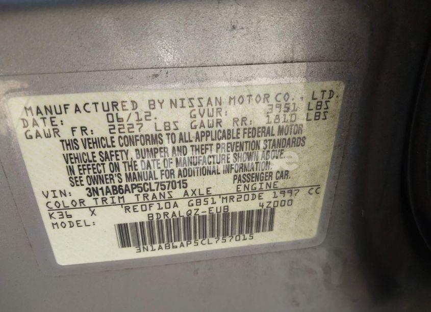 Photo 9 of 2012 Nissan Sentra 2.0 (VIN 3N1AB6AP5CL757015)