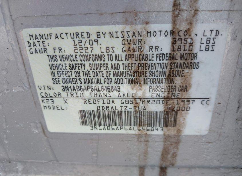 Photo 9 of 2010 Nissan Sentra 2.0S (VIN 3N1AB6AP6AL646843)