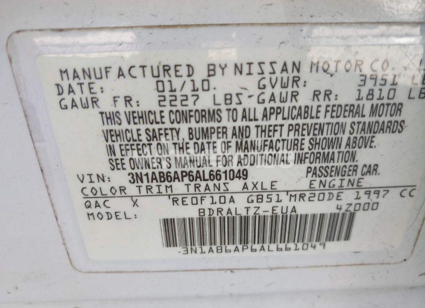 Photo 9 of 2010 Nissan Sentra 2.0S (VIN 3N1AB6AP6AL661049)