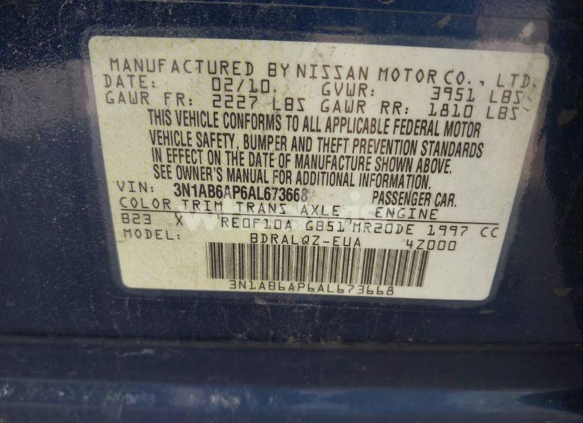 Photo 9 of 2010 Nissan Sentra 2.0 (VIN 3N1AB6AP6AL673668)