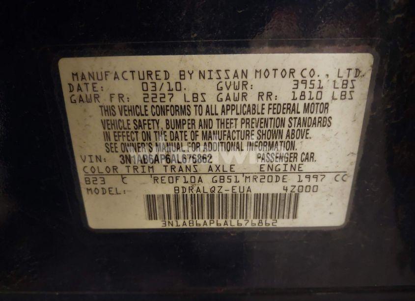 Photo 9 of 2010 Nissan Sentra 2.0 (VIN 3N1AB6AP6AL676862)