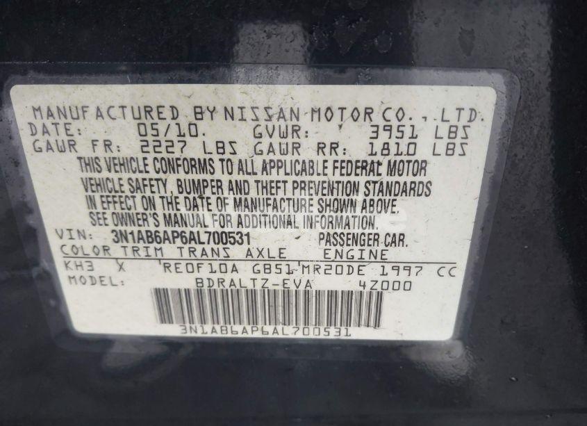 Photo 9 of 2010 Nissan Sentra 2.0SR (VIN 3N1AB6AP6AL700531)