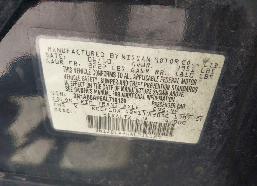 Photo 9 of 2010 Nissan Sentra 2.0SR (VIN 3N1AB6AP6AL716129)