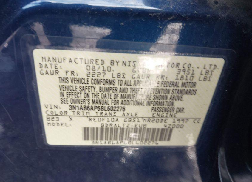 Photo 9 of 2011 Nissan Sentra 2.0S (VIN 3N1AB6AP6BL602276)