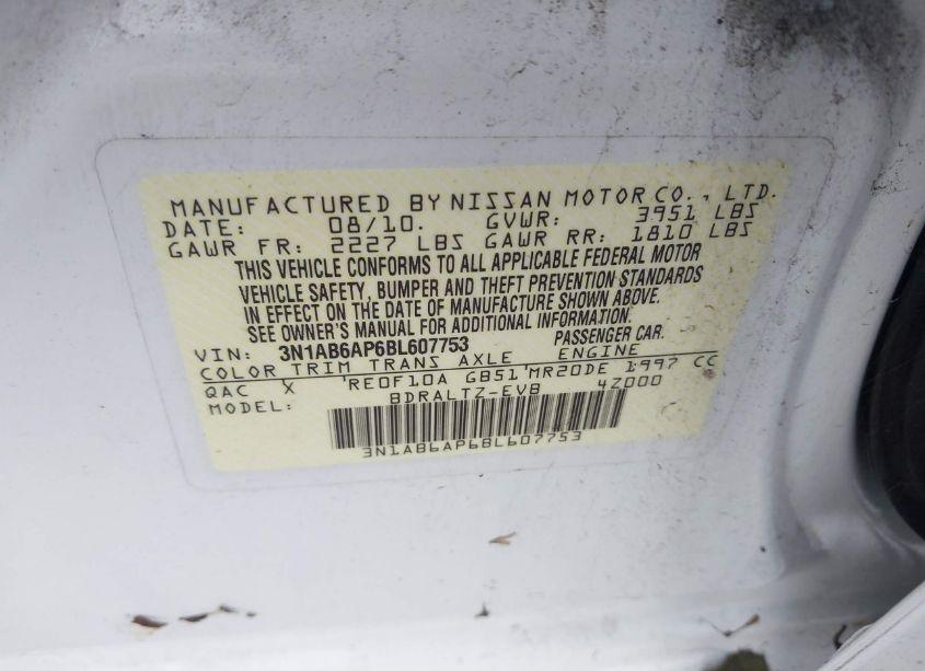 Photo 9 of 2011 Nissan Sentra 2.0S (VIN 3N1AB6AP6BL607753)