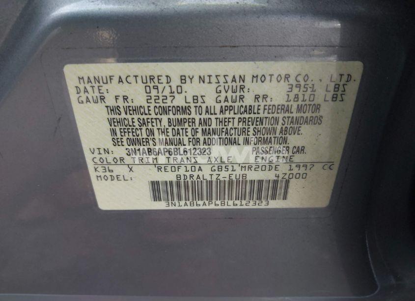 Photo 9 of 2011 Nissan Sentra 2.0S (VIN 3N1AB6AP6BL612323)