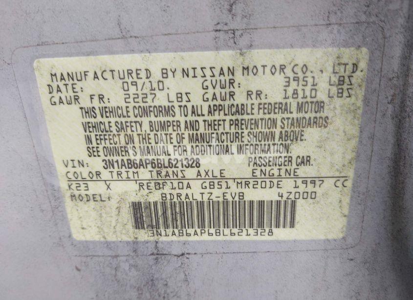 Photo 9 of 2011 Nissan Sentra 2.0SR (VIN 3N1AB6AP6BL621328)