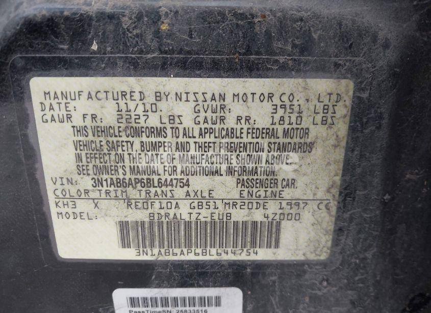 Photo 9 of 2011 Nissan Sentra 2.0S (VIN 3N1AB6AP6BL644754)