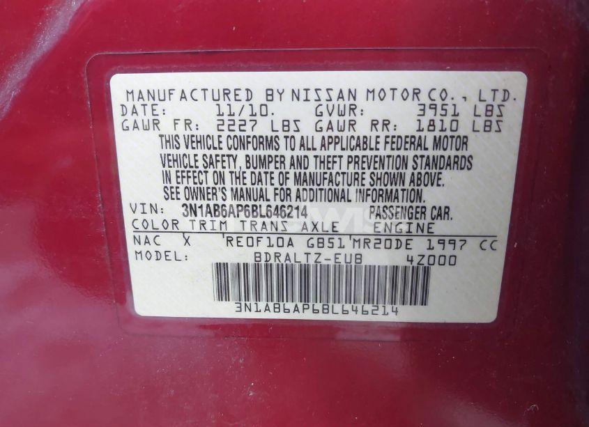 Photo 9 of 2011 Nissan Sentra 2.0S (VIN 3N1AB6AP6BL646214)