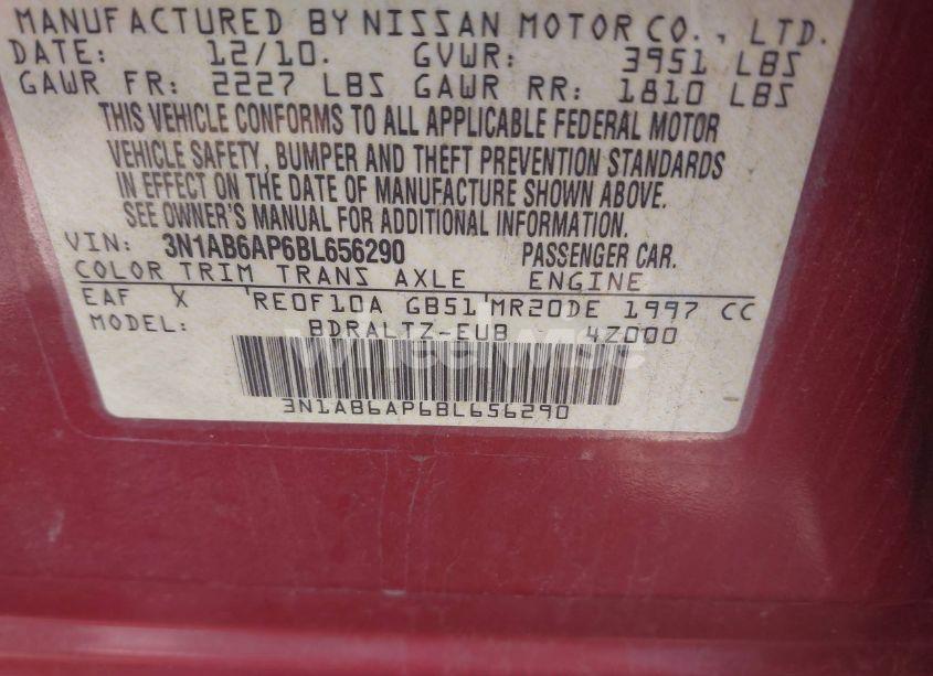 Photo 9 of 2011 Nissan Sentra 2.0SR (VIN 3N1AB6AP6BL656290)