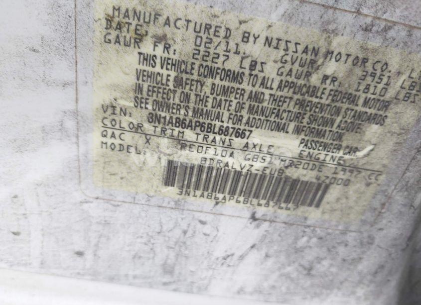 Photo 9 of 2011 Nissan Sentra 2.0SL (VIN 3N1AB6AP6BL687667)