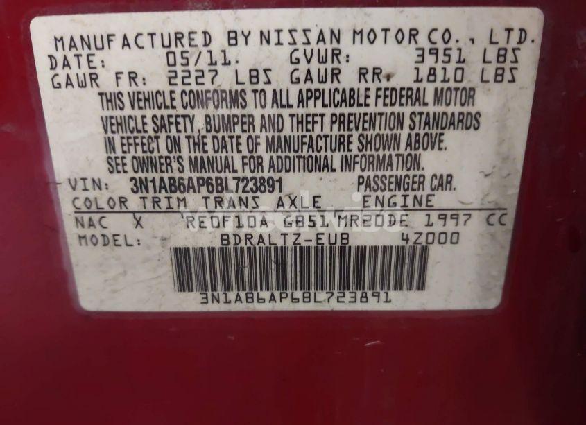 Photo 9 of 2011 Nissan Sentra 2.0S (VIN 3N1AB6AP6BL723891)