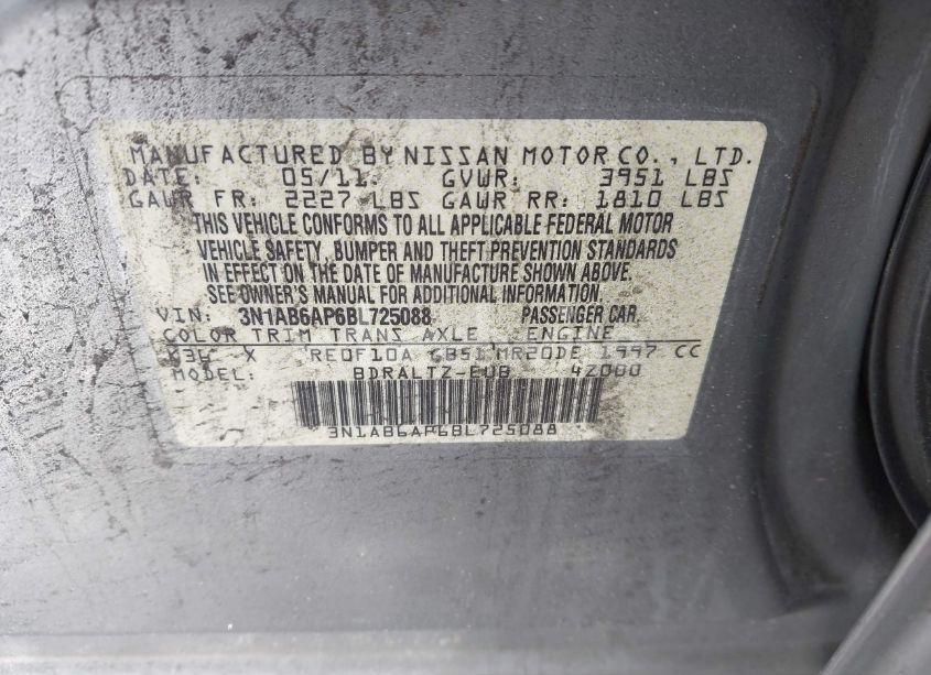 Photo 9 of 2011 Nissan Sentra 2.0S (VIN 3N1AB6AP6BL725088)