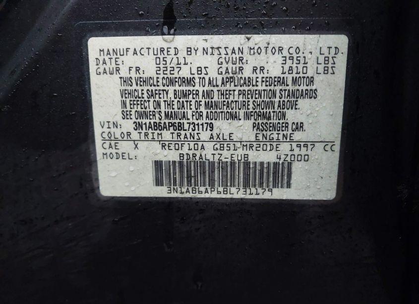 Photo 9 of 2011 Nissan Sentra 2.0S (VIN 3N1AB6AP6BL731179)