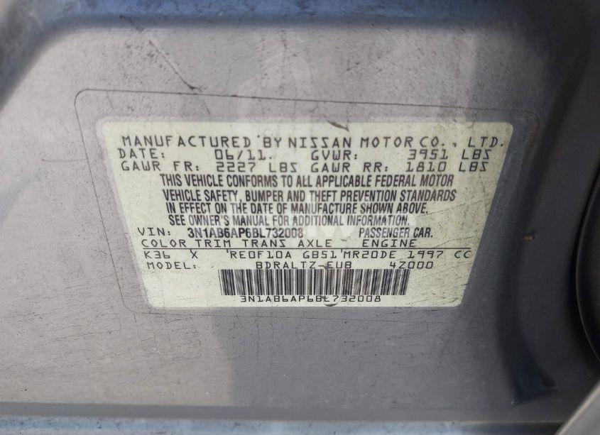 Photo 9 of 2011 Nissan Sentra 2.0S (VIN 3N1AB6AP6BL732008)