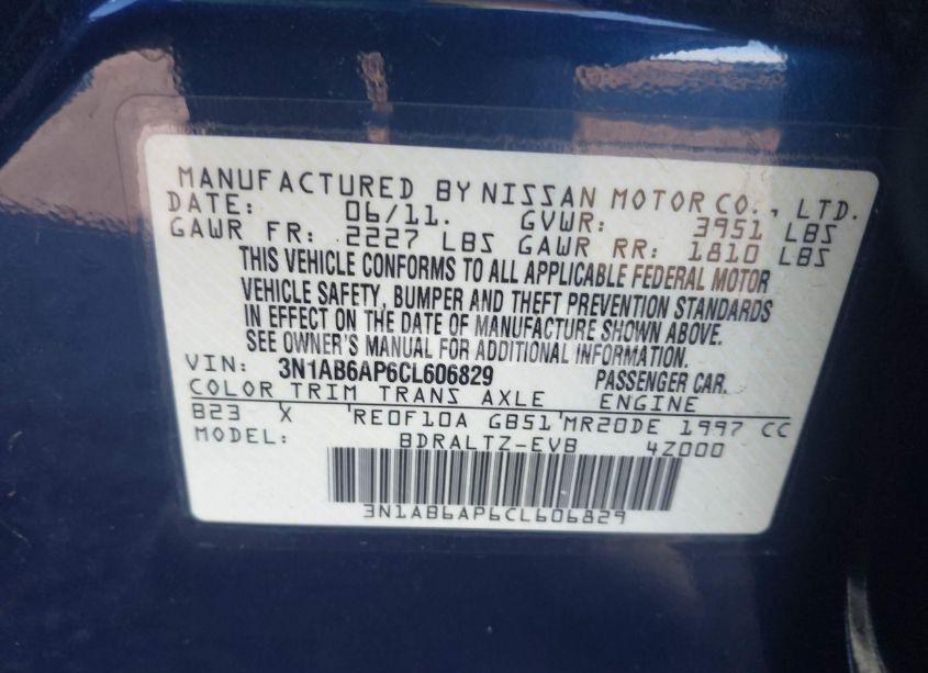 Photo 9 of 2012 Nissan Sentra 2.0 S (VIN 3N1AB6AP6CL606829)