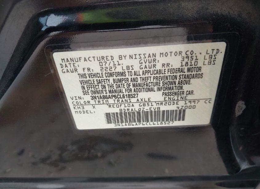 Photo 9 of 2012 Nissan Sentra 2.0 (VIN 3N1AB6AP6CL618527)