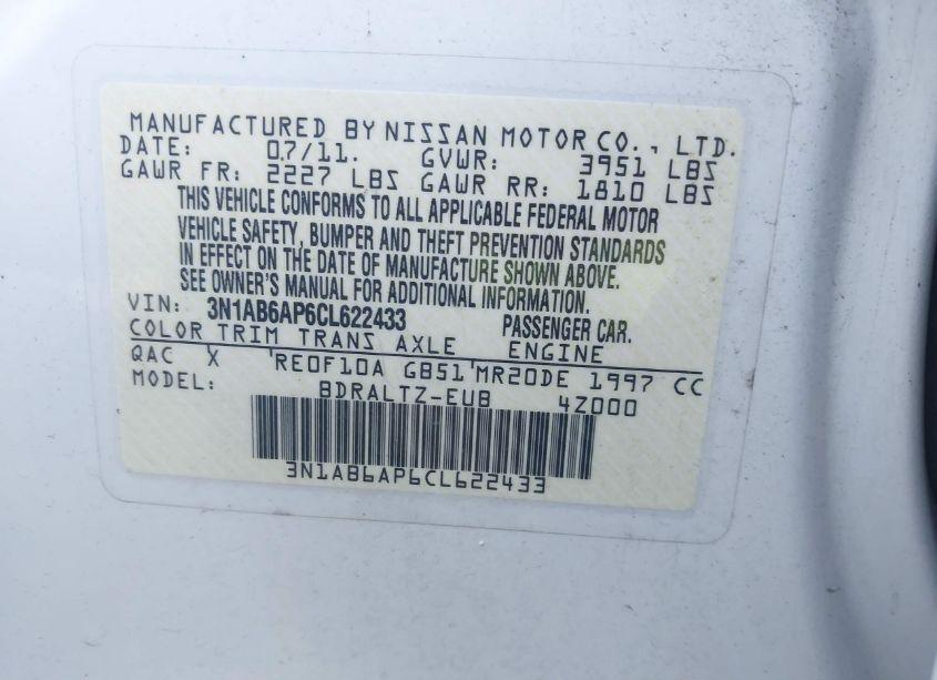 Photo 9 of 2012 Nissan Sentra 2.0 SR (VIN 3N1AB6AP6CL622433)