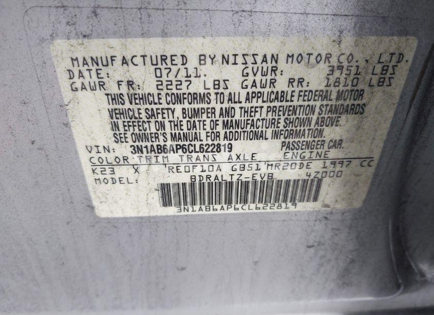 Photo 9 of 2012 Nissan Sentra 2.0 SR (VIN 3N1AB6AP6CL622819)