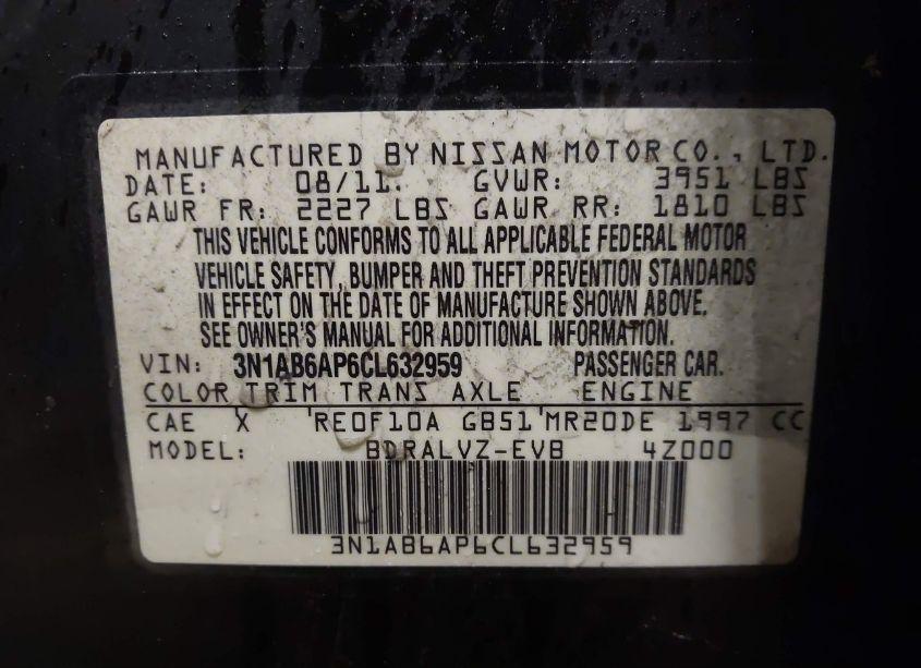 Photo 9 of 2012 Nissan Sentra 2.0 SL (VIN 3N1AB6AP6CL632959)