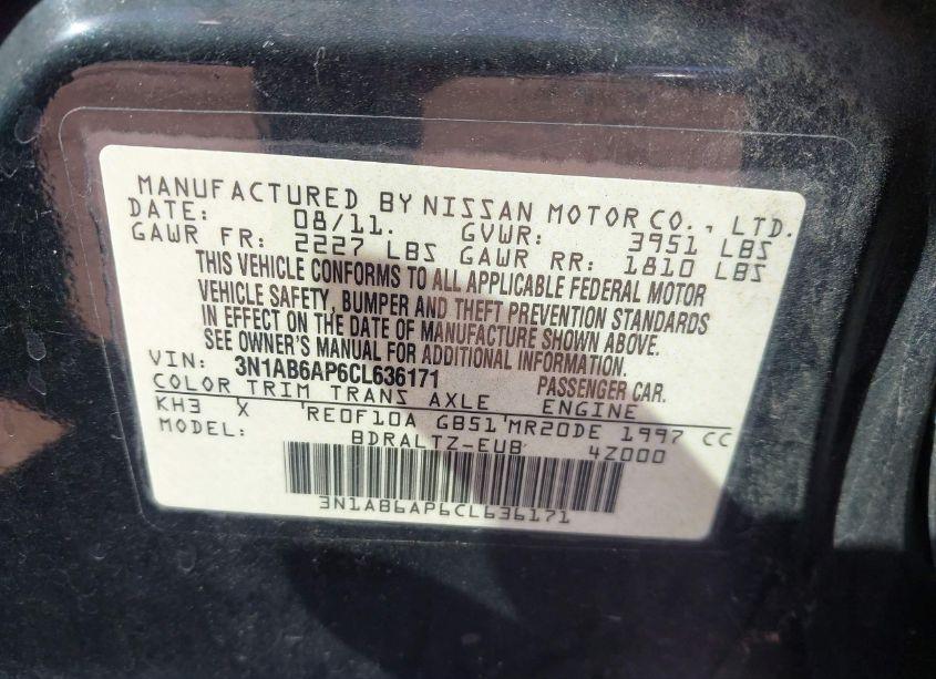 Photo 9 of 2012 Nissan Sentra 2.0 S (VIN 3N1AB6AP6CL636171)