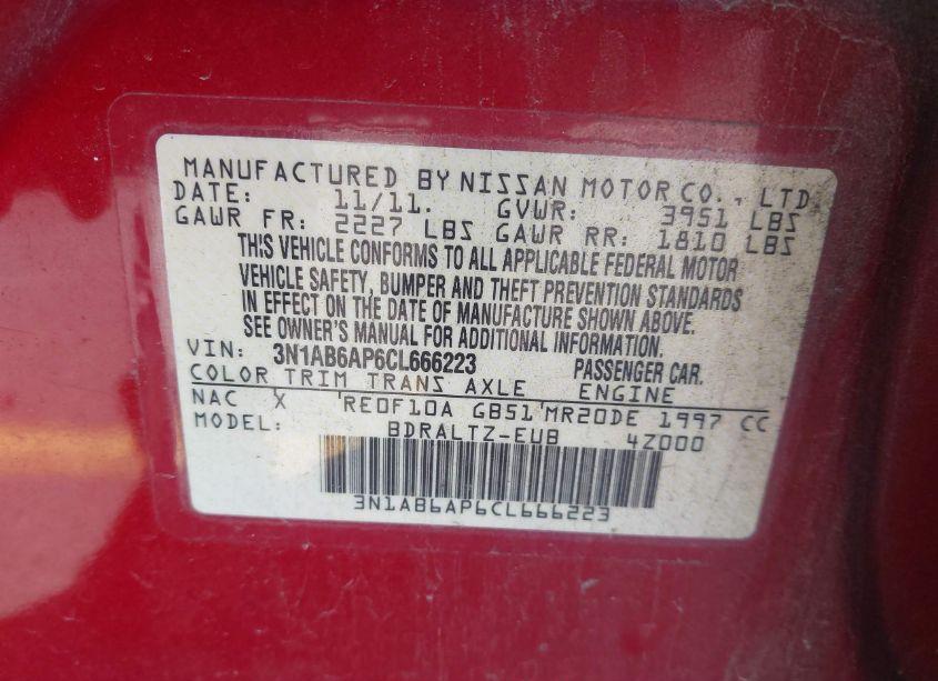 Photo 9 of 2012 Nissan Sentra 2.0 S (VIN 3N1AB6AP6CL666223)