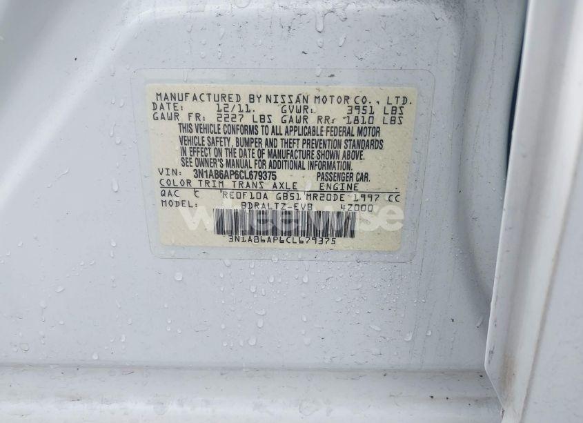 Photo 9 of 2012 Nissan Sentra 2.0 S (VIN 3N1AB6AP6CL679375)