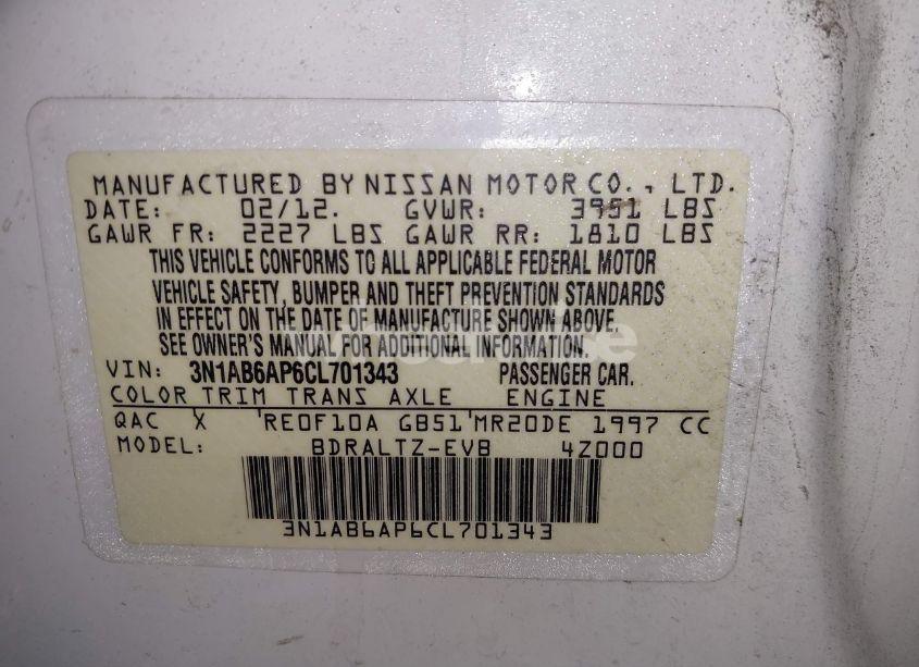 Photo 9 of 2012 Nissan Sentra 2.0 SR (VIN 3N1AB6AP6CL701343)