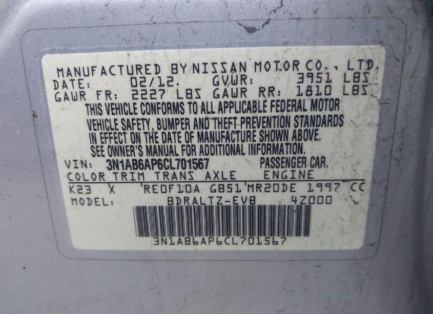 Photo 9 of 2012 Nissan Sentra 2.0 SR (VIN 3N1AB6AP6CL701567)