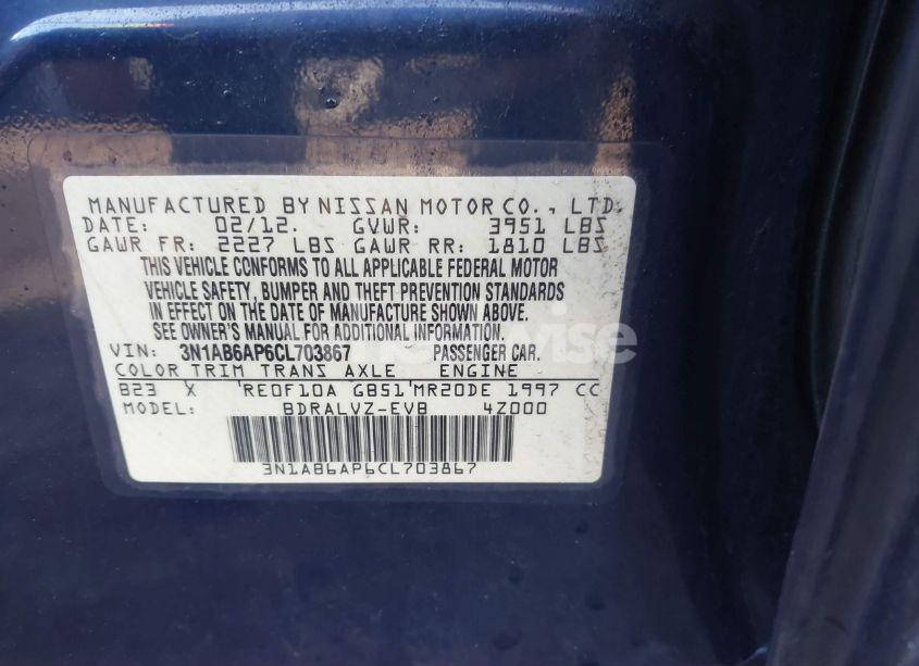 Photo 9 of 2012 Nissan Sentra 2.0 SL (VIN 3N1AB6AP6CL703867)