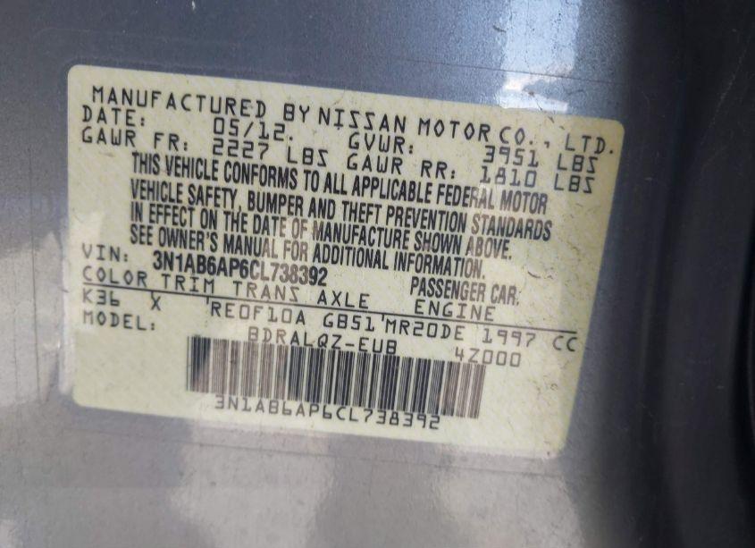 Photo 9 of 2012 Nissan Sentra 2.0 (VIN 3N1AB6AP6CL738392)