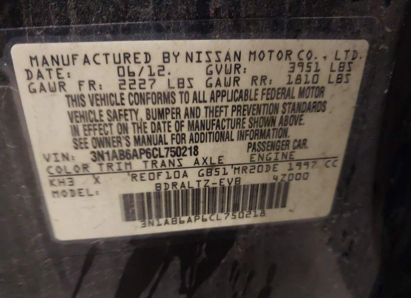 Photo 9 of 2012 Nissan Sentra 2.0 SR (VIN 3N1AB6AP6CL750218)