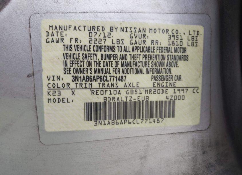 Photo 9 of 2012 Nissan Sentra 2.0 S (VIN 3N1AB6AP6CL771487)