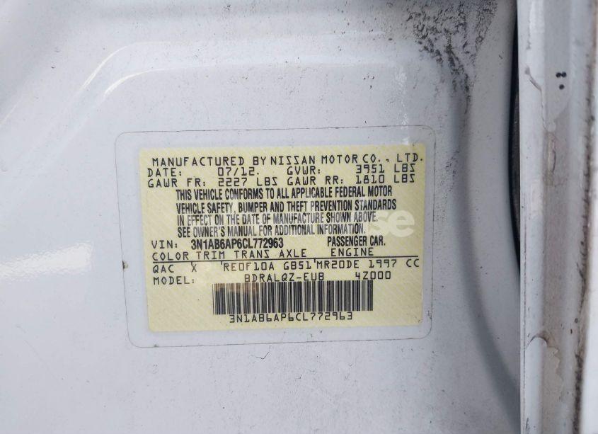 Photo 9 of 2012 Nissan Sentra 2.0 (VIN 3N1AB6AP6CL772963)