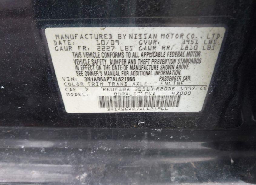 Photo 9 of 2010 Nissan Sentra 2.0S (VIN 3N1AB6AP7AL621966)