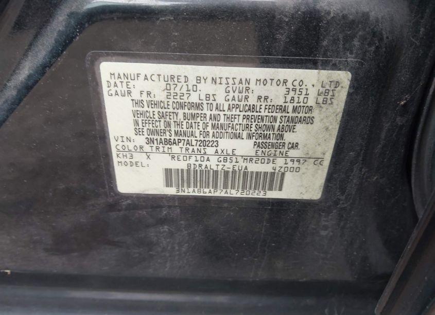 Photo 9 of 2010 Nissan Sentra 2.0SR (VIN 3N1AB6AP7AL720223)