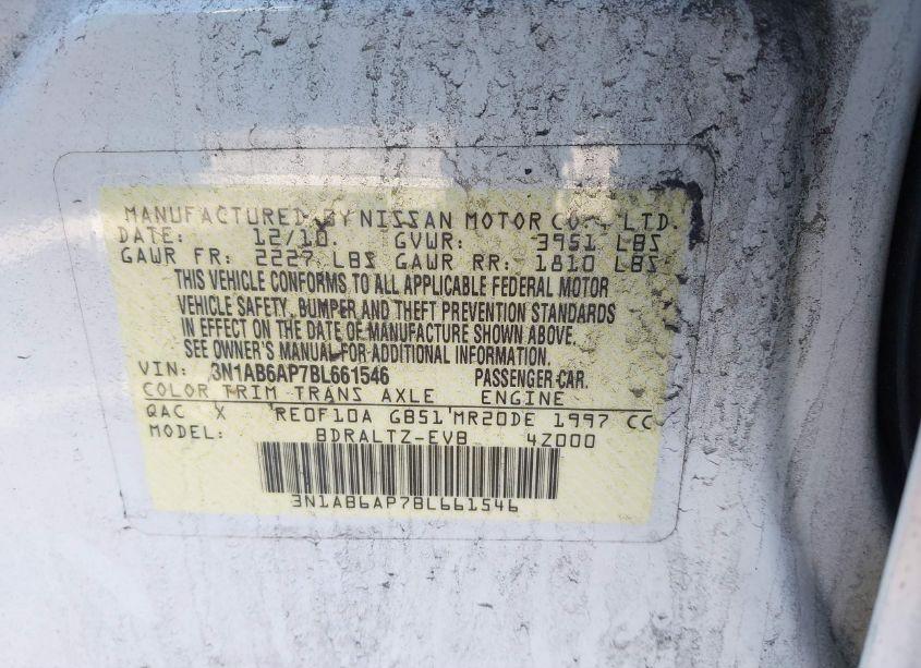 Photo 9 of 2011 Nissan Sentra 2.0SR (VIN 3N1AB6AP7BL661546)