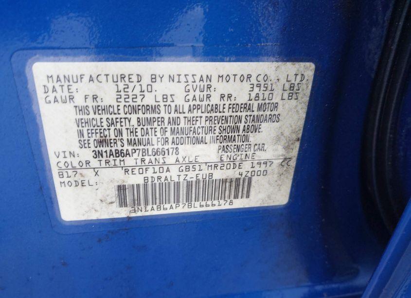 Photo 9 of 2011 Nissan Sentra 2.0SR (VIN 3N1AB6AP7BL666178)