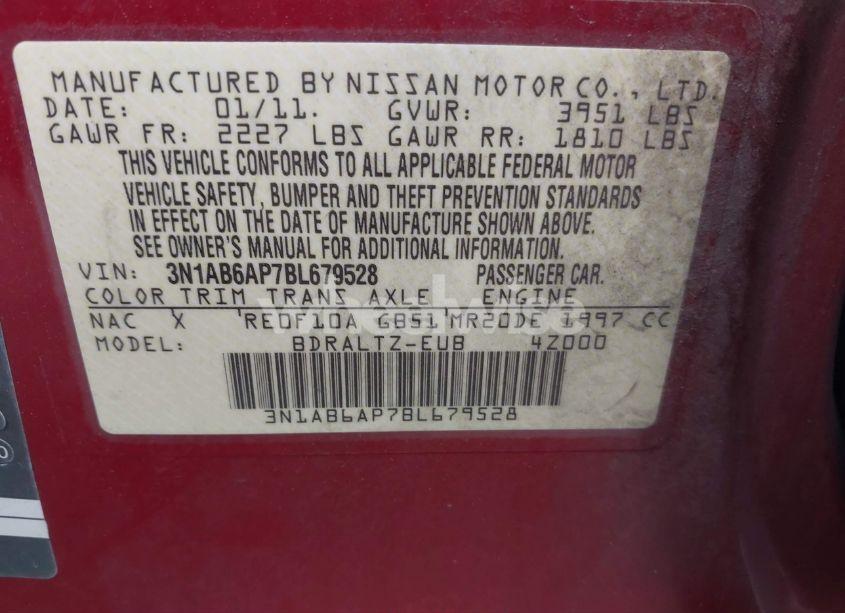 Photo 9 of 2011 Nissan Sentra 2.0S (VIN 3N1AB6AP7BL679528)