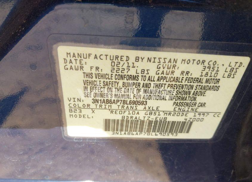 Photo 9 of 2011 Nissan Sentra 2.0S (VIN 3N1AB6AP7BL690593)