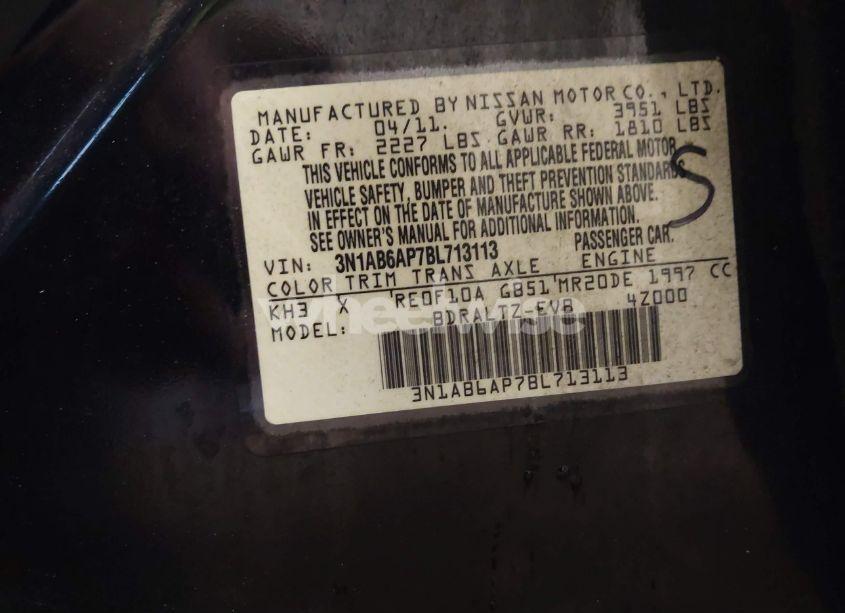 Photo 9 of 2011 Nissan Sentra 2.0SR (VIN 3N1AB6AP7BL713113)