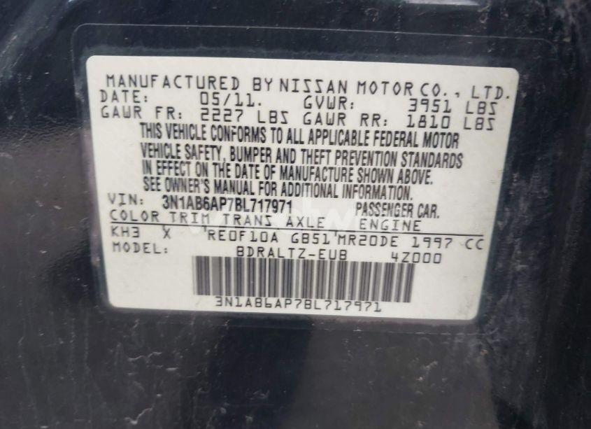 Photo 9 of 2011 Nissan Sentra 2.0S (VIN 3N1AB6AP7BL717971)